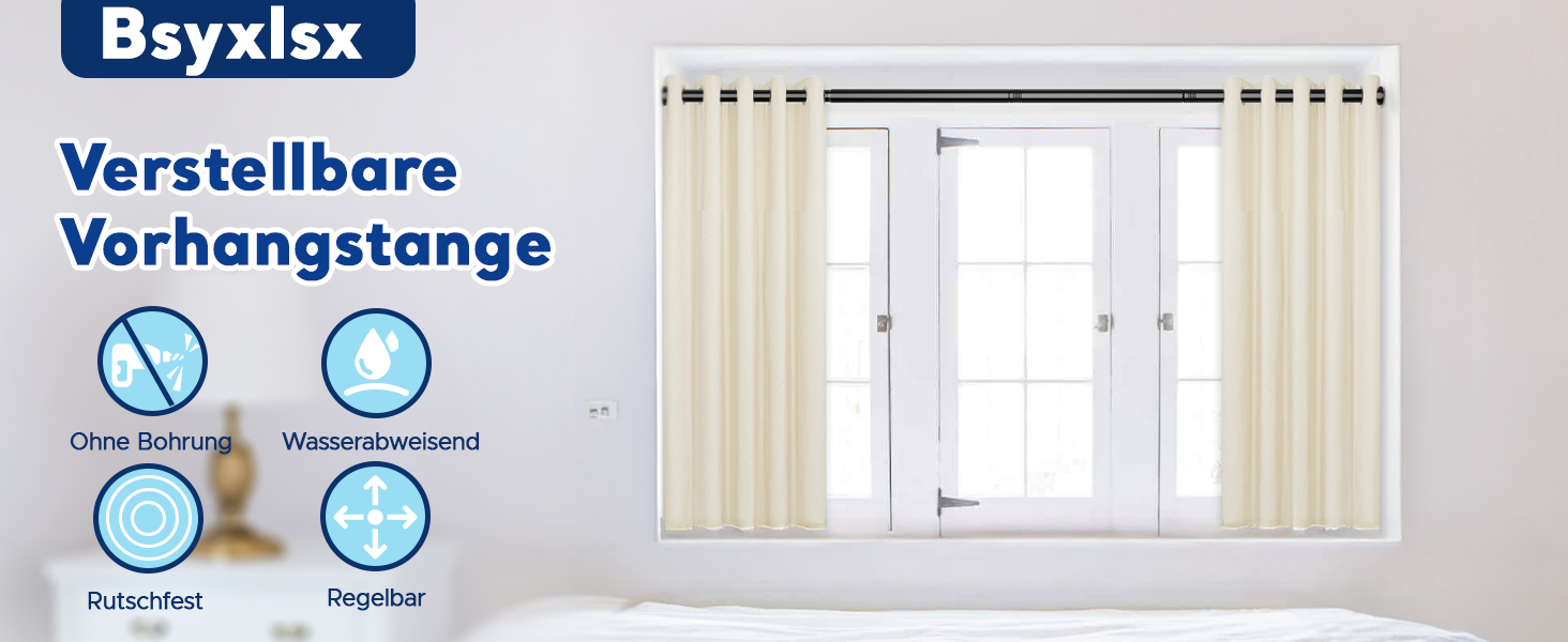 Штанга для карнизів без свердління – Ø 25 мм, 1 шт. Регульована телескопічна штанга для кріплення, для штор, душової завіси та гардеробу (Чорний, 71-98 см)