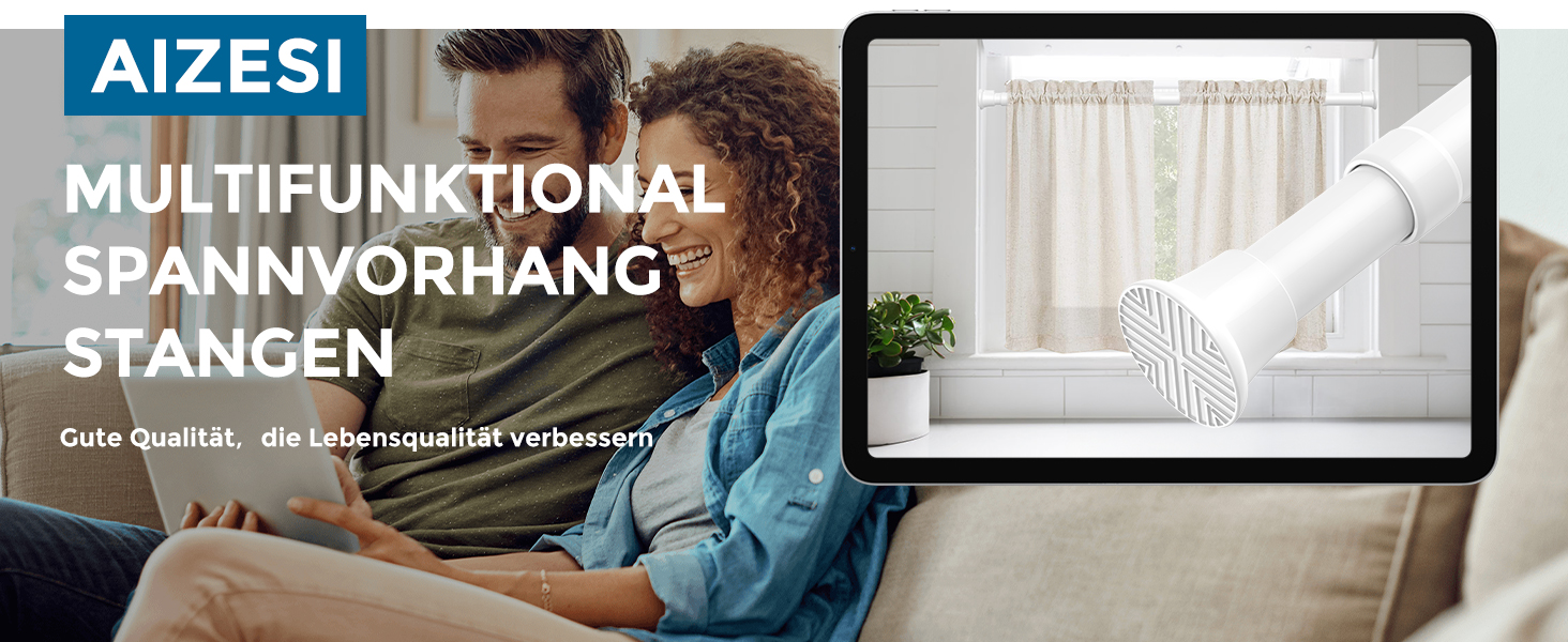 Штанга для карниза без свердління AIZESI 60-120 см, біла (телескопічна, 1 шт.)