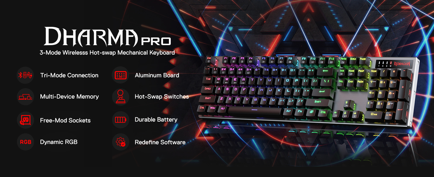 Redragon K660 RGB-ігрова клавіатура: 87 клавіш, TKL, механічна, з провідним підключенням, алюмінієва база, тихі червоні перемикачі
