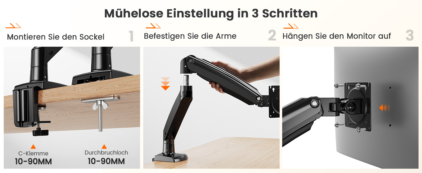 Кріплення для монітора ErGear для широких моніторів 13-49 дюймів, настільний кронштейн, підставка для монітора, підтримує до 12 кг, VESA 75x75/100x100 мм