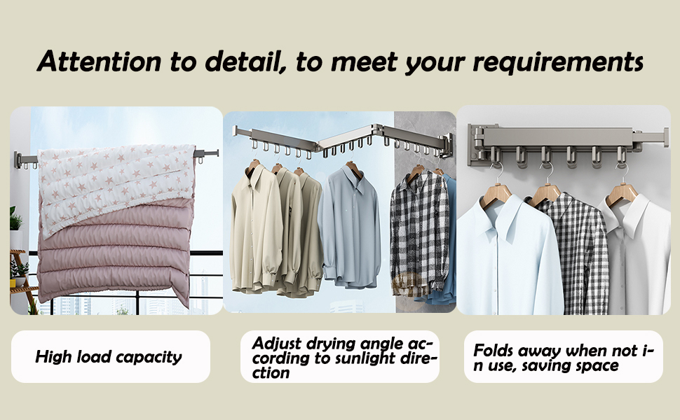 Настінна сушилка для білизни Hggzeg, розкладна, 360° обертання, з гачками, для балкона, ванної кімнати, пральні (свинцево-сірий, чорний)