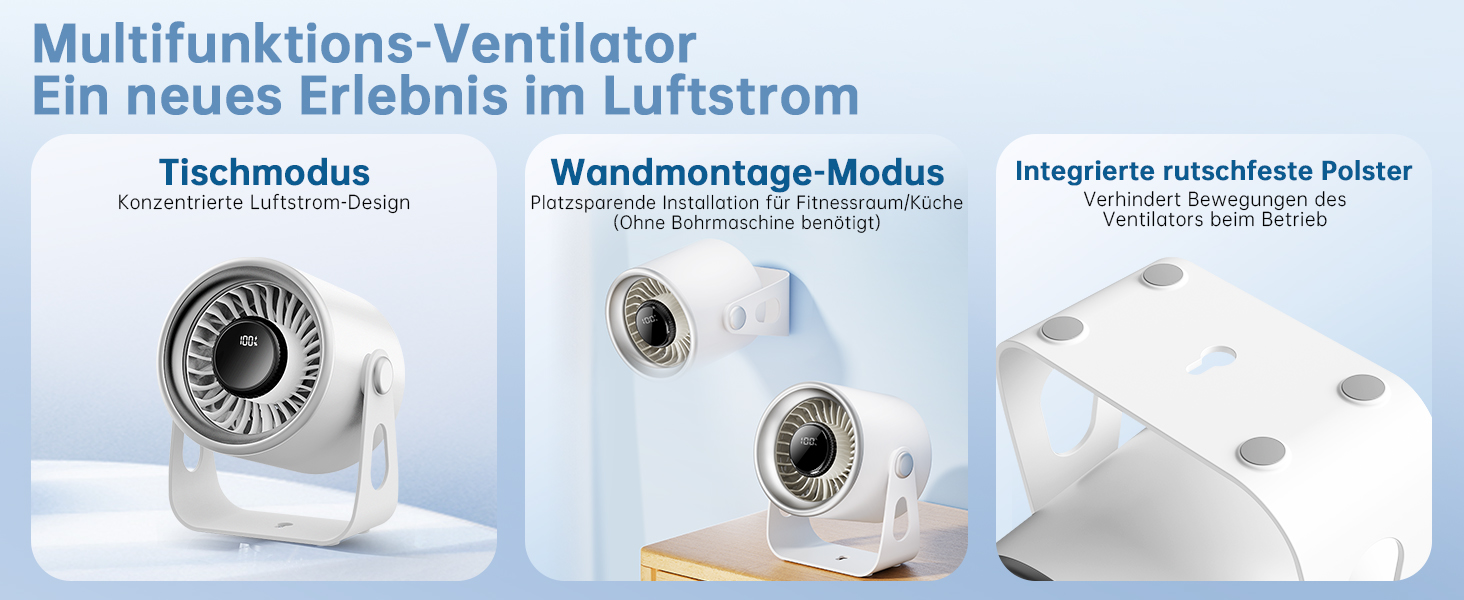 Тихий настільний вентилятор з цифровим дисплеєм, 100-рівневе регулювання & 135° нахил - ідеальний для офісу, спальні, кухні, дому та відпочинку на природі - білий