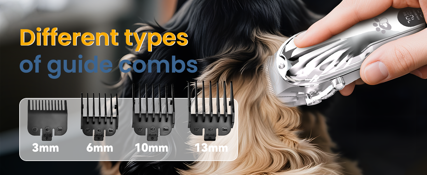 Професійна машинка для стрижки собак з товстим хутром, бездротова LED-машинка для грумінгу собак, тиха, акумуляторна, з набором для догляду за кігтями (срібна)