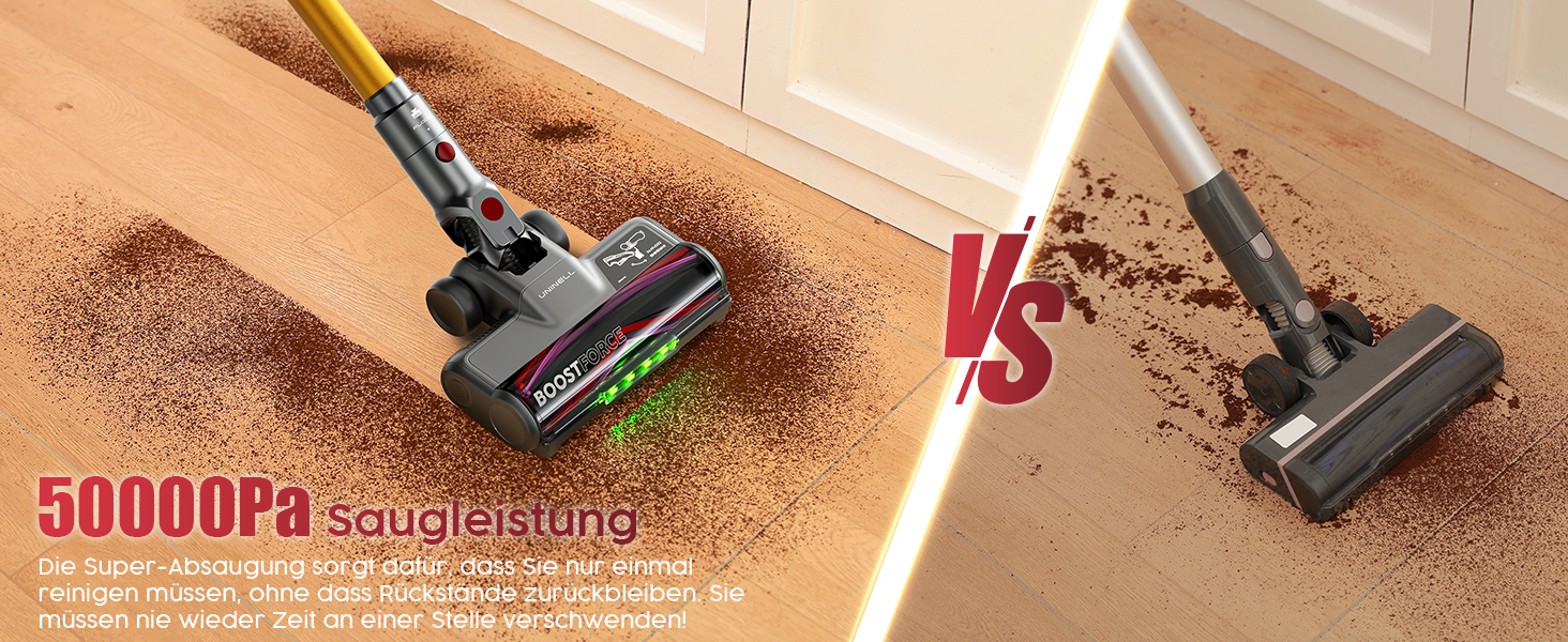 Бездротовий акумуляторний пилосос UNINELL HOME 50000Pa/580W, 70 хвилин роботи, LED-дисплей, антизаплутувана щітка, для твердих поверхонь, килимів, шерсті тварин