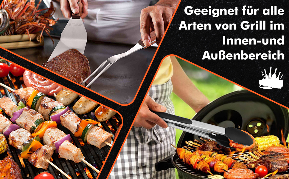 Набір гриль-інструментів Dragon Creek: 6 штук, нержавіюча сталь, аксесуари для гриля, професійний набір для барбекю, лопатка для гриля, з сумкою, ідеально для гриля, тепаньякі, подарунок для чоловіків