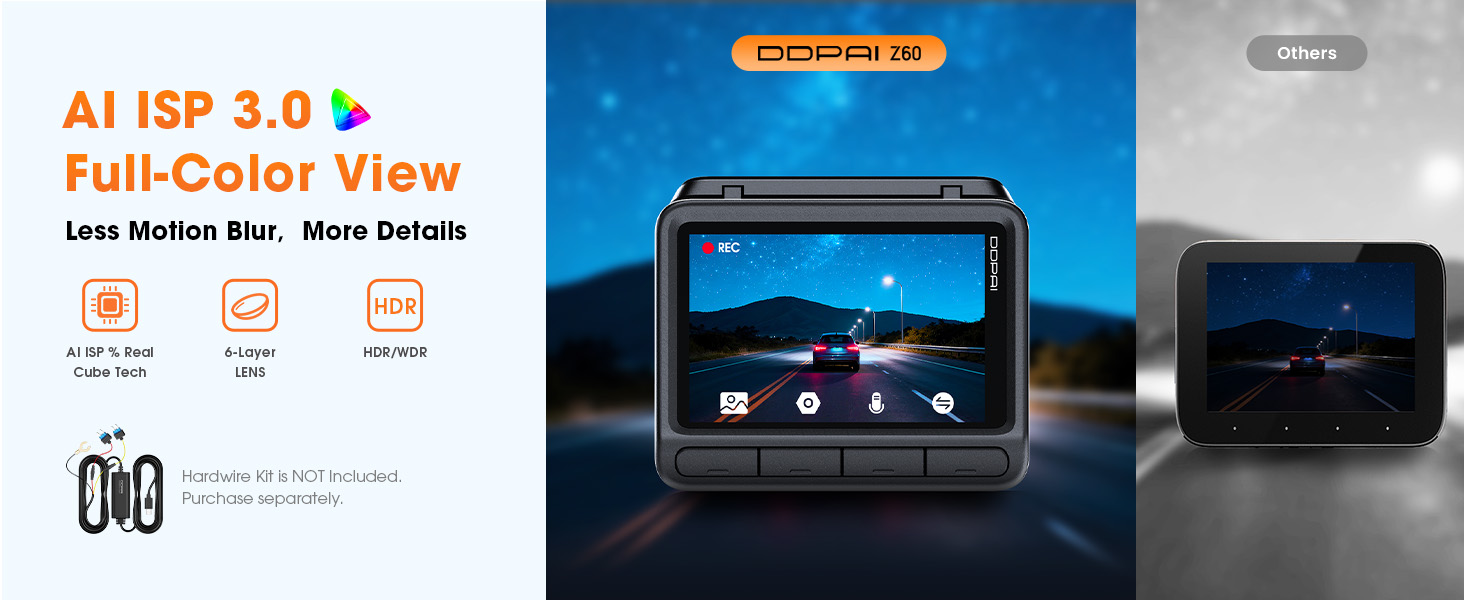 Відеореєстратор DDPAI Z60 4K+1080P, 64GB SD + 32GB eMMC, GPS, 4G LTE, WiFi 6, Нічна зйомка, Паркування 24/7