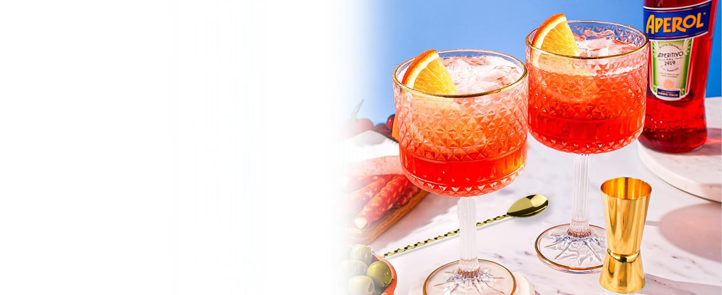 Набір келихів для джину Vemacity Luxuriöses Gin Gläser 2er Set: 2 келихи з золотими деталями (450 мл), ложка, мірний стакан, E-book з рецептами. Чудовий подарунковий набір.