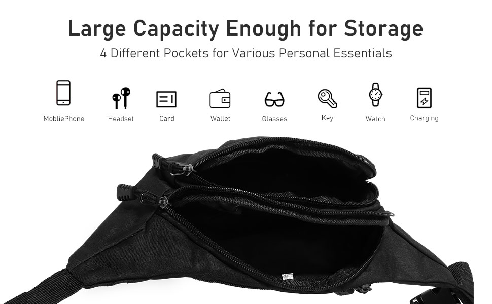 Чоловіча та жіноча поясна сумка Vinabo, чорна, універсальний розмір EU