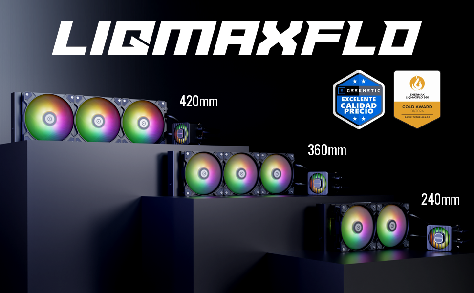 ENERMAX LIQMAXFLO 240 - Рідинний кулер для CPU з RGB підсвічуванням (LGA 1700, 1200, AM5, AM4) - Енермак