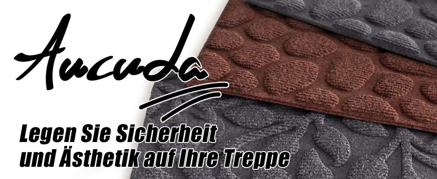 Гумові килимки на сходи AuCUDA 6 шт, 76x22 см, зовнішні, антиковзкі, стійкі до погодних умов, сірі смужки