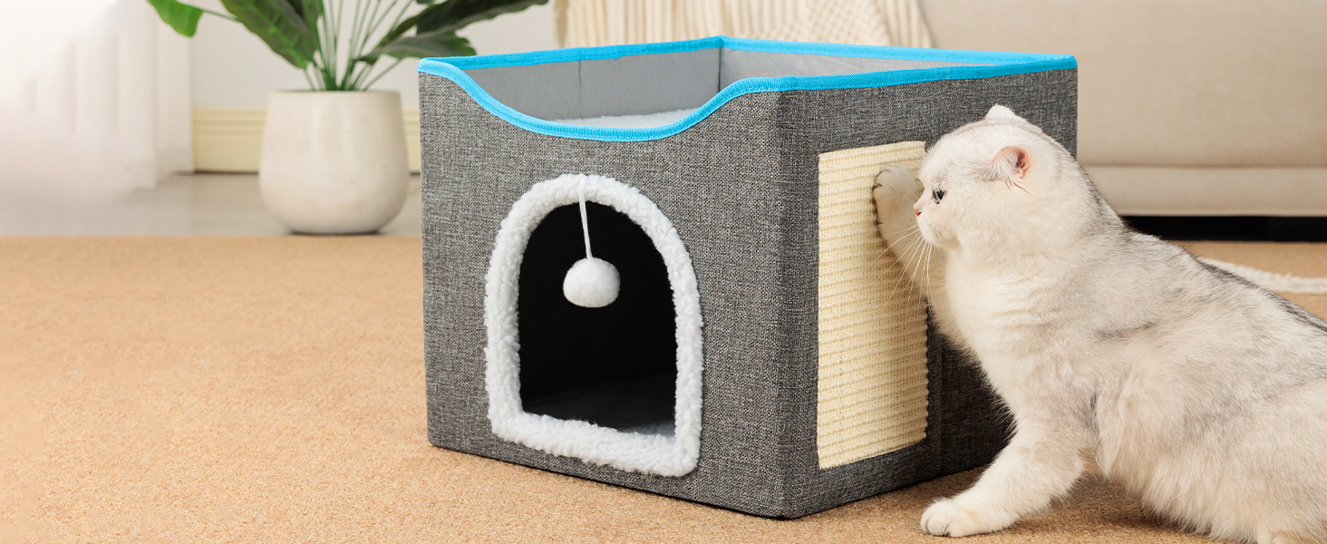 Будиночок для котів FURRYPAWS - затишний будиночок для котів для дому та вулиці, ідеальний для котів та кошенят, стабільна конструкція, сірий, на 2 котів