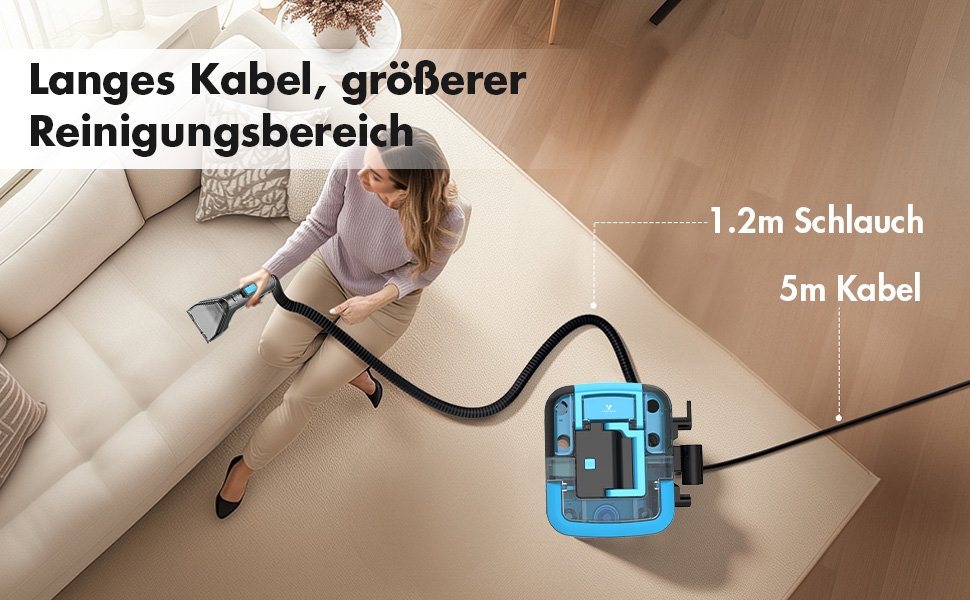 Портативний пилосос для чищення м'яких меблів та килимів C10, 530W, 18kPa, блакитний