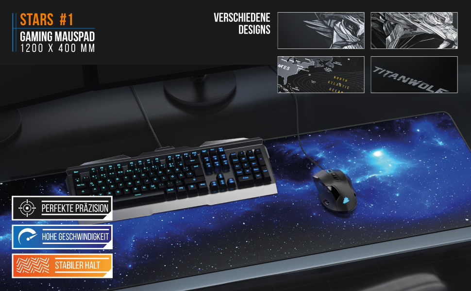 Килимок для миші Titanwolf XXXL 1200x400 мм, ігровий, для Logitech, розмір Large, Koi (Sterne)