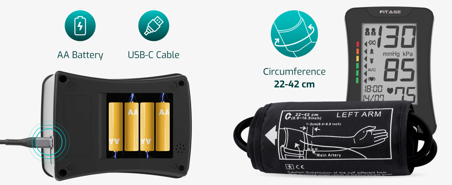 Цифровий тонометр на плече Oberarm з функцією пам'яті, виявлення аритмії та вимірювання пульсу. Підходить для об'ємів плеча 22-42 см. Чорний колір