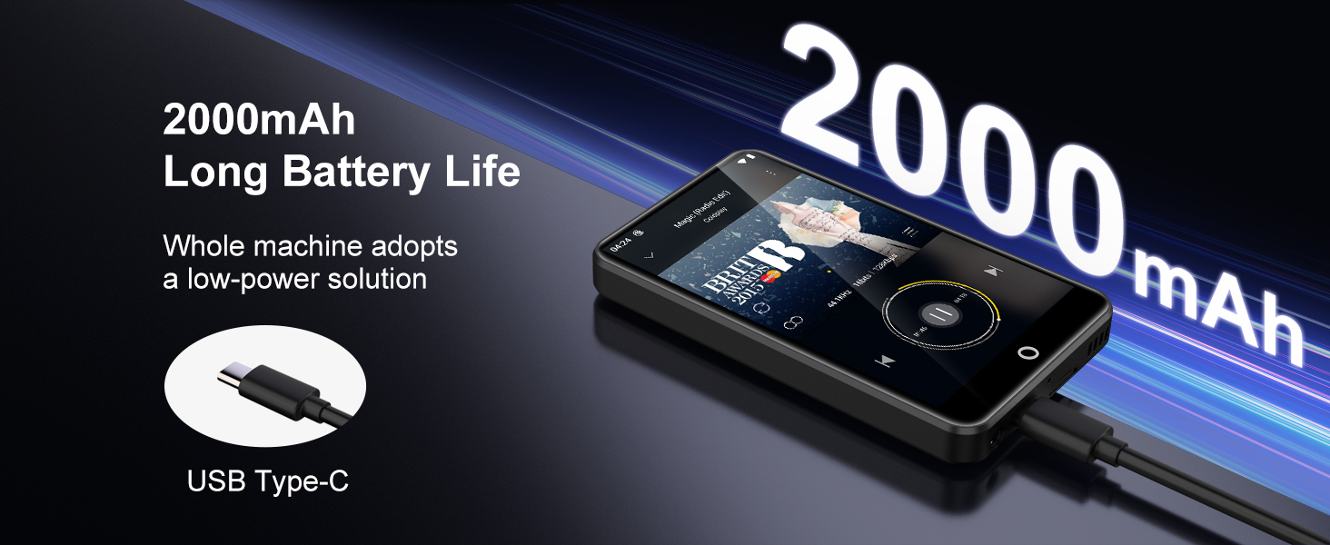 MP3-плеєр ZAQE 80GB Bluetooth WiFi Android Spotify MP4 для дітей (Чорний)