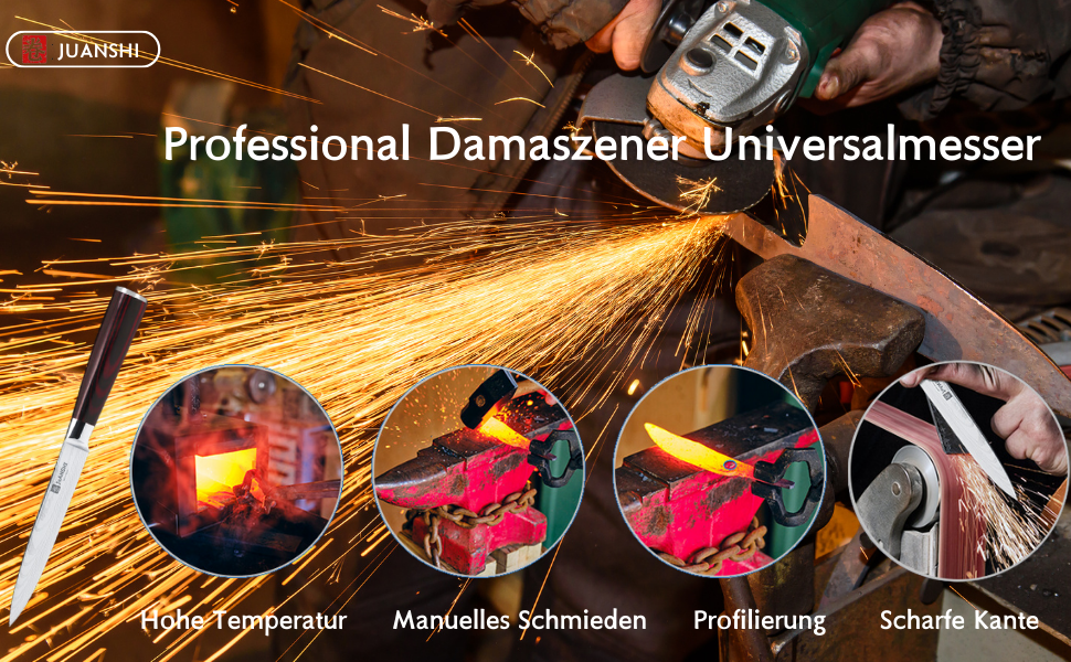 Японський ніж JUANSHI® 13 см - універсальний професійний кухонний ніж з ручкою з пакахвуду, високоякісний вуглецевий нержавіючий сталь, 2024227