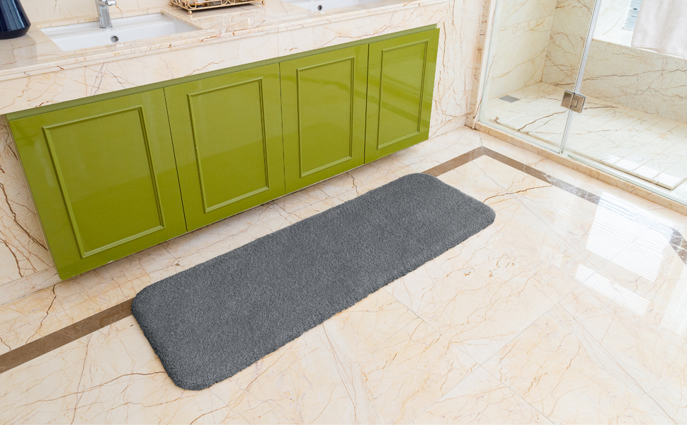 Килимок для ванної кімнати з антиковзким покриттям, 50 x 122 см, темно-сірий. М'який, з мікрофібри, швидковисихаючий, для ванної кімнати.