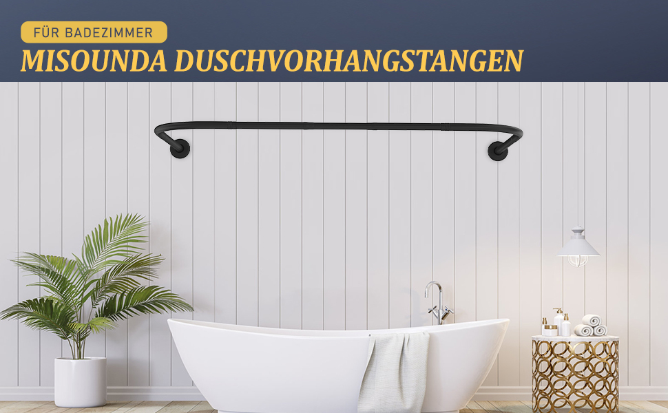 Штанга для душу U/L форми 75×(150-190)×75 см - 2 в 1 (для душу та ванни) з кільцями - Чорний колір