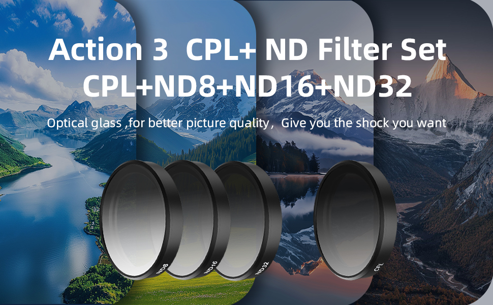 Набір фільтрів ND/CPL для DJI Osmo Action 4/5/3 Pro: ND8/ND16/ND32/CPL