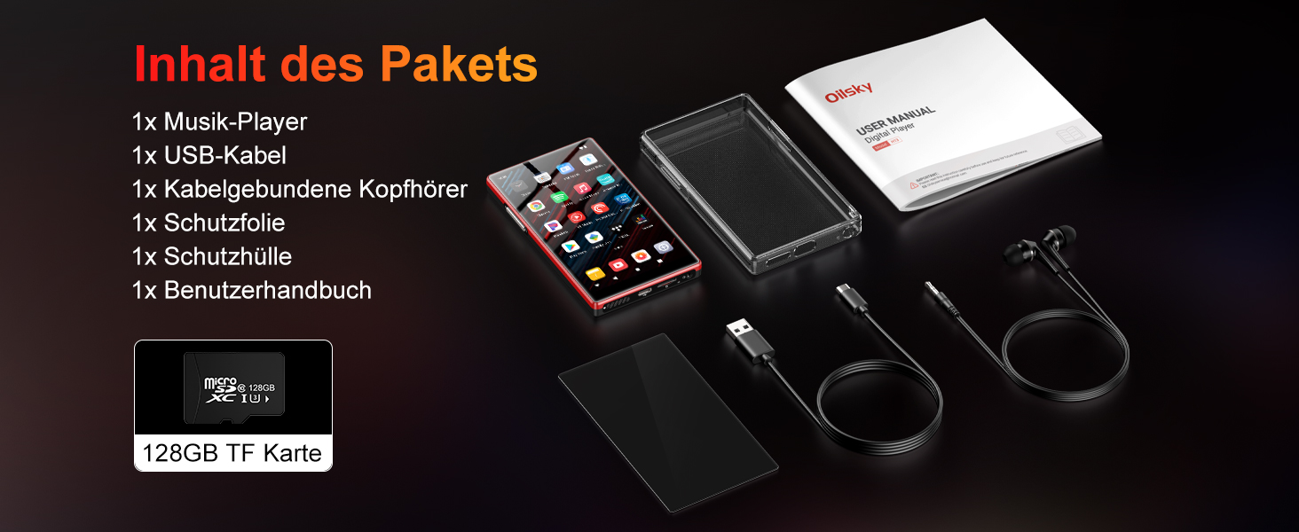 MP3 плеєр Oilsky 160GB з Bluetooth, WiFi, Android 13, 5