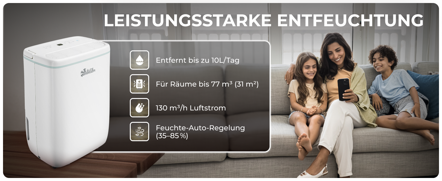 Зволожувач повітря Kältebringer з LED дисплеєм, Wi-Fi та додатком - тихий та енергоефективний - проти вологи та плісняви (10л)