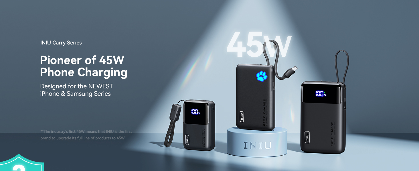 Power Bank INIU 10000mAh 20W з USB-C кабелем, PD3.0/QC4.0, для iPhone/Samsung/iPad (Червоний)