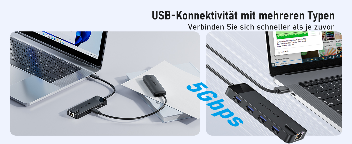 Lemorele USB-C Док-станція 10-в-1: Gigabit Ethernet, 4K HDMI, 4x USB 3.0/2.0, 100W PD, SD/TF, для MacBook/Dell/HP/Lenovo/Asus