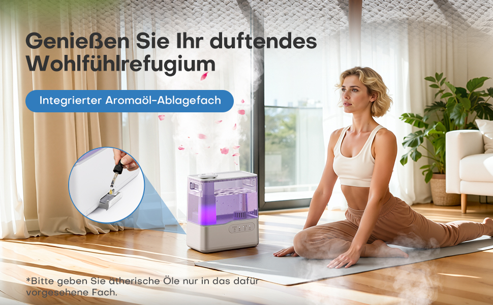 Зволожувач повітря AROEVE 5L з аромадифузором, нічним світлом та таймером, тихий ультразвуковий зволожувач для дитячої кімнати, рослин