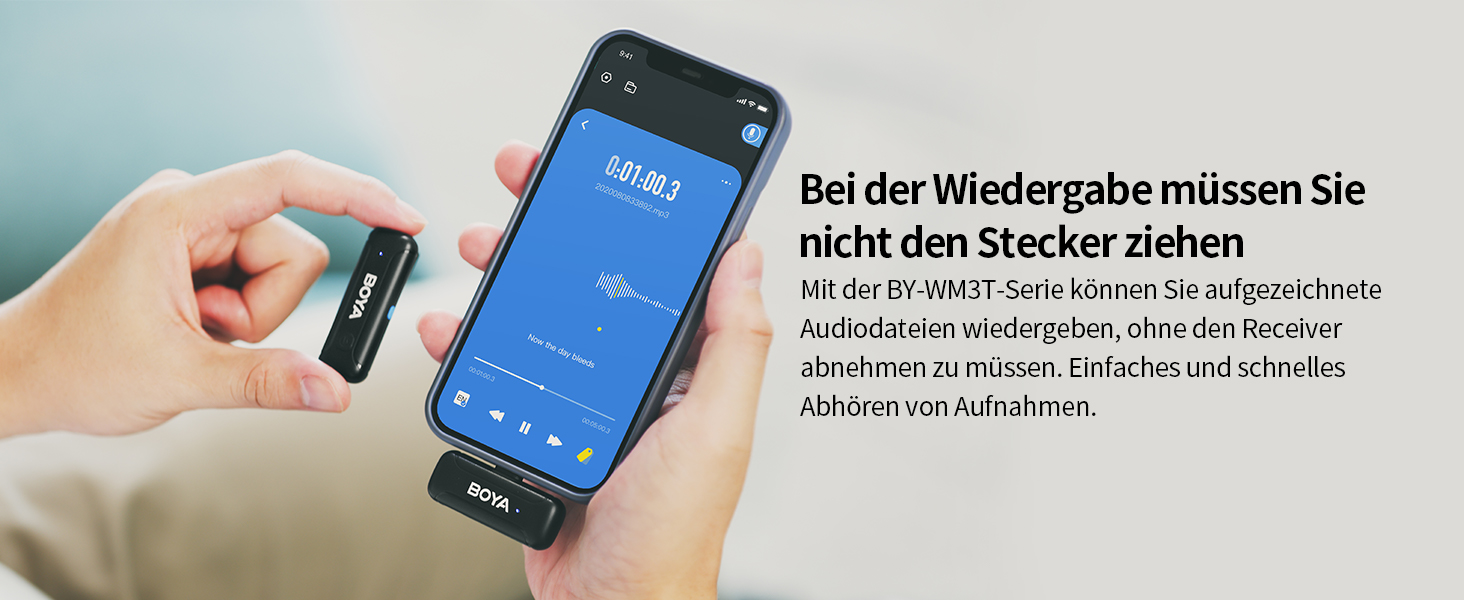 BOYA BY-WM3T-U2: Бездротовий петличний мікрофон з USB-C для Android/iPhone - 100м, 32год, шумозаглушення