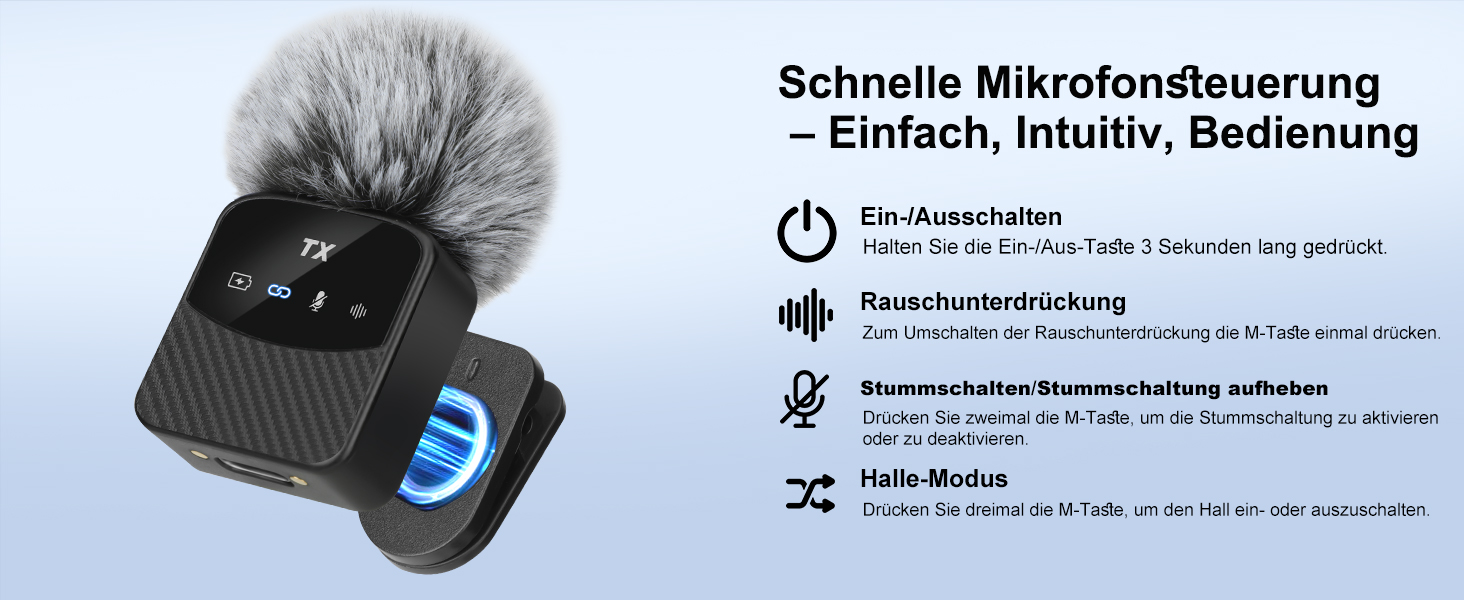 Мікрофон-петличка для iPhone/iPad/Android, бездротовий, з шумозаглушенням, 25 годин роботи, для відео, блогів, YouTube, TikTok, Live-Stream