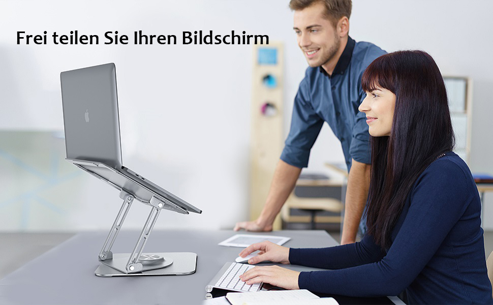 Підставка для ноутбука 360° з алюмінію, регульована висота, ергономічна, сумісна з MacBook/Dell/HP