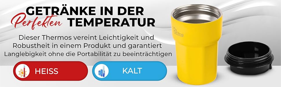 Термокружка 350 мл з кришкою, що не пропускає, з нержавіючої сталі для кави, чаю та напоїв на виніс (Жовтий)