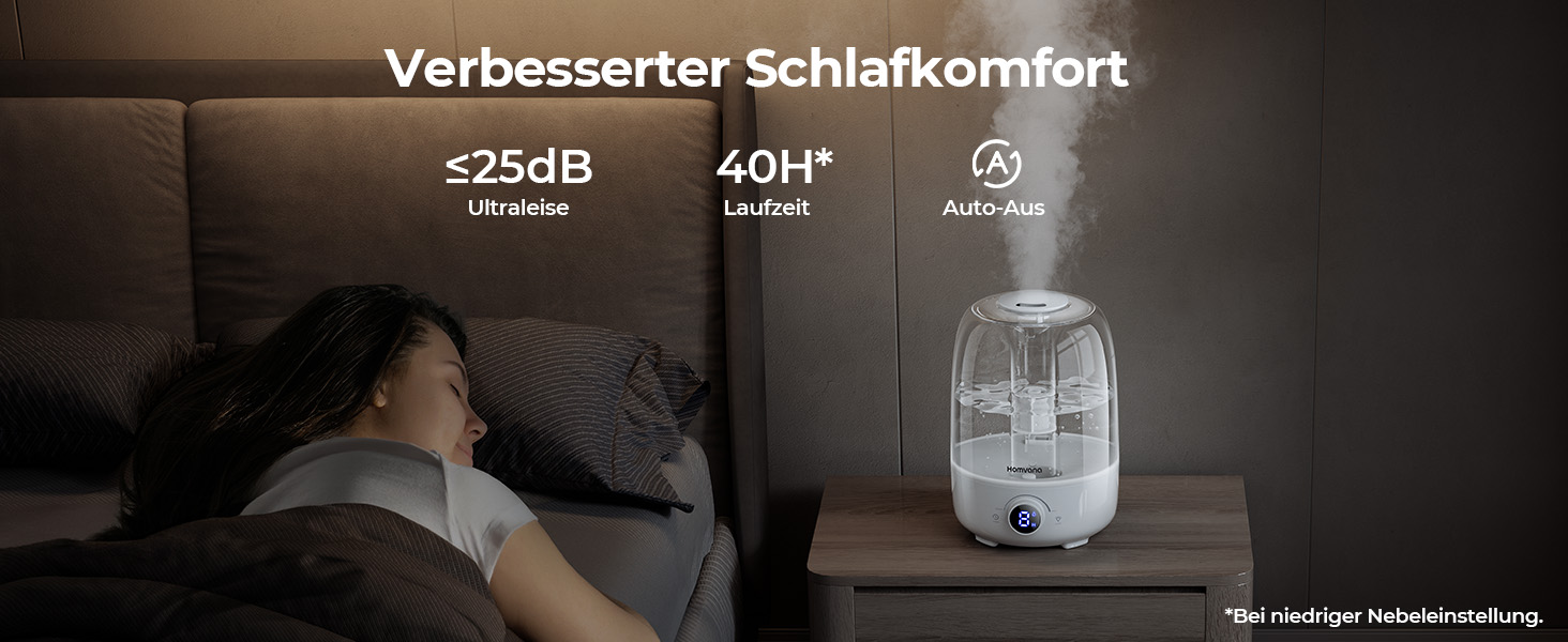 Зволожувач повітря Homvana 4L з верхнім наповненням, охолоджувальний туман, 40 годин роботи, дифузор, для дитячої кімнати, рослин, не містить BPA, ароматерапія (чорний)