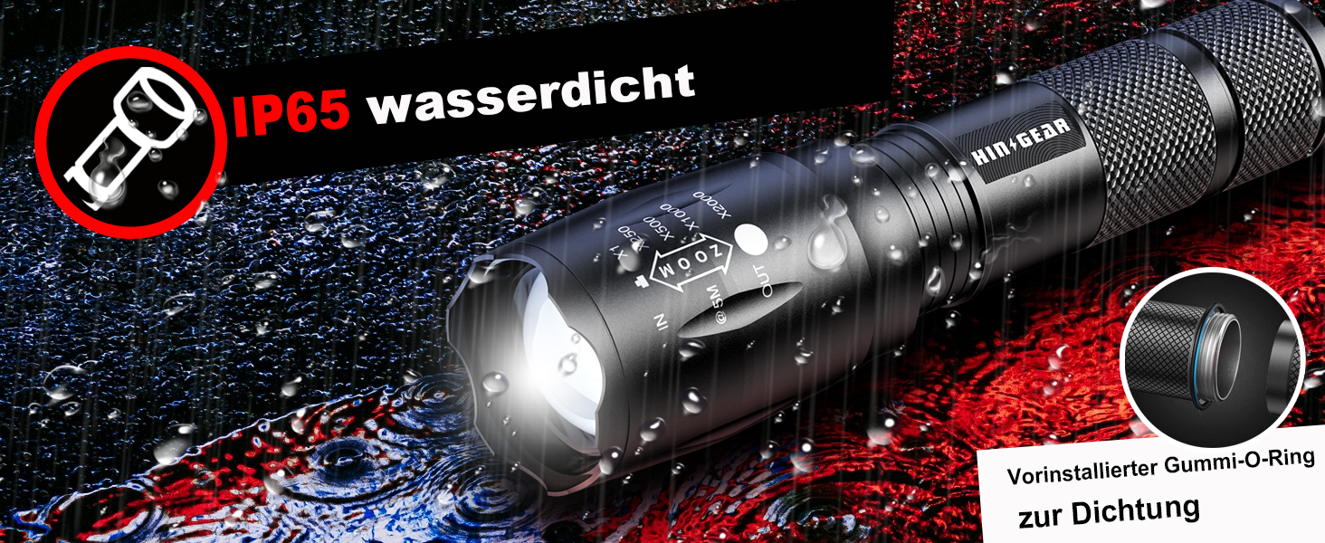 Набір ліхтариків Modus Extrem Hell 4 шт. - потужні LED ліхтарики з алюмінію, 2000 люмен, водонепроникні (IP65), з функцією зуму, для кемпінгу, туризму, надзвичайних ситуацій, подарунок, чорний