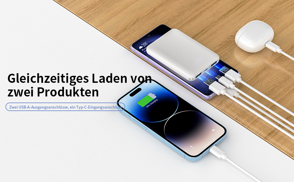 Портативний зарядний акумулятор Power Bank 5000mAh (2 шт.) чорний та білий