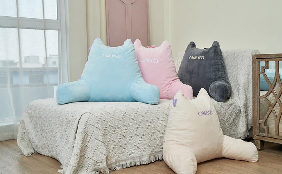 Підкушетник Lesekissen з підлокітниками, Memory Foam, для читання, роботи та ігор, знімний чохол (сірий)