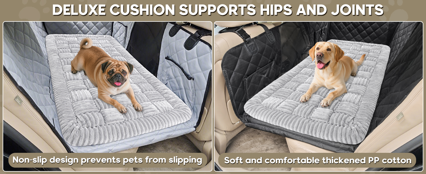 Килимок для собак у машину Loiion, захист заднього сидіння, чорно-білий, 127x62.5 см