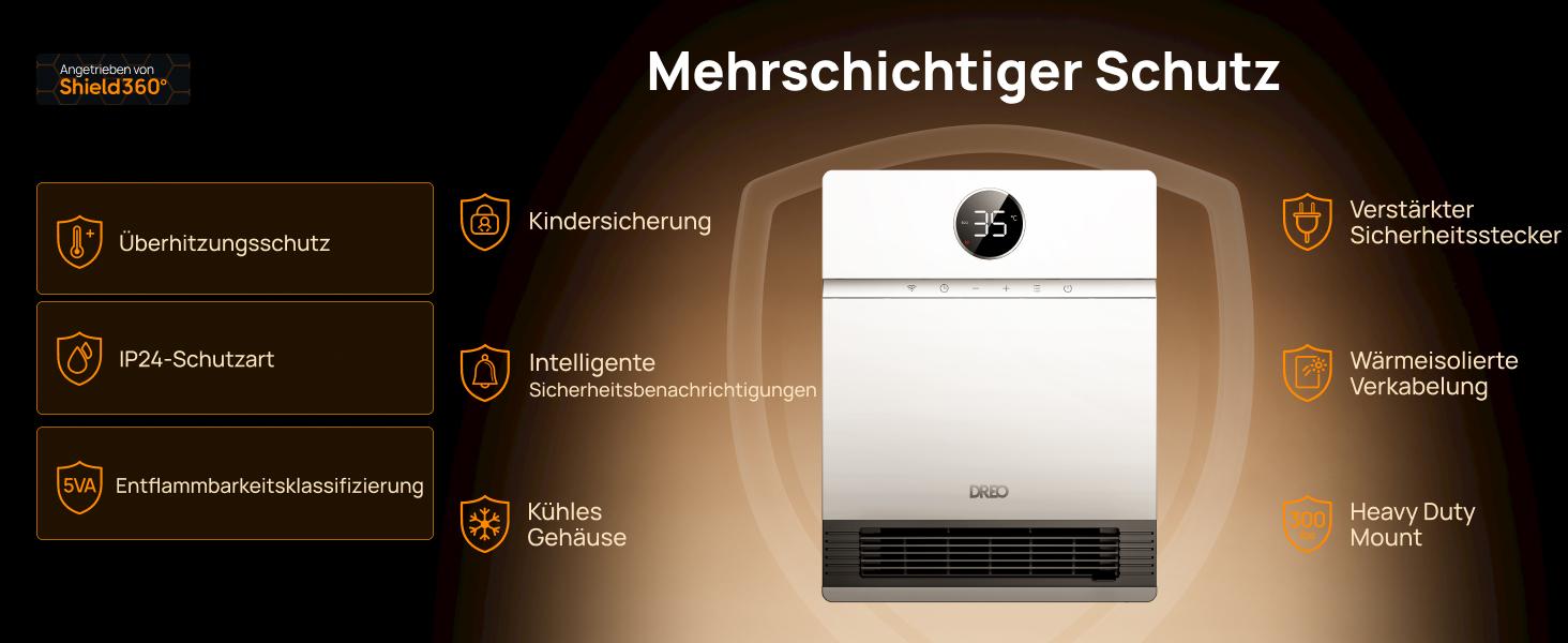 Dreo Smart Wandkonvektor: 2000W, Wi-Fi, термостат, пульт, таймер, білий