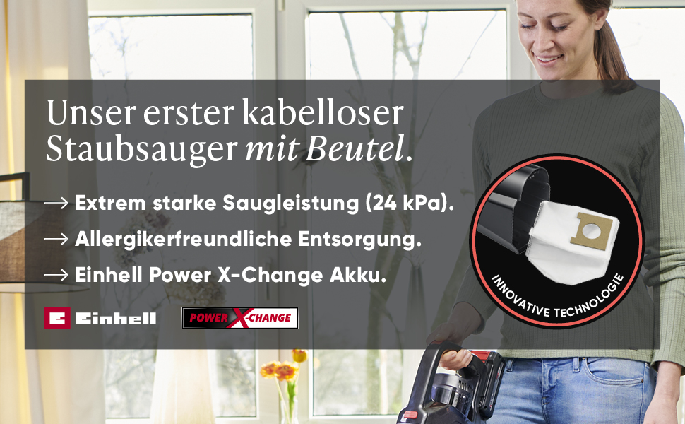 SEVERIN SEPURO акумуляторний ручний та стійковий пилосос з інноваційною технологією пилозбірників та акумулятором Einhell Power, бездротовий пилосос з мішком для алергіків, акумуляторний пилосос, HV 7185 (PRO пилозбірник)