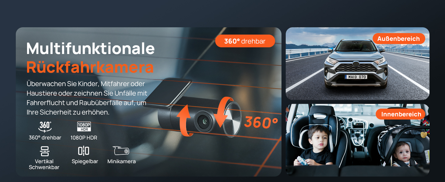 Автомобільний відеореєстратор 70mai A810S 4K HDR Dual Dashcam (передня та задня камери), Sony STARVIS 2 IMX678, Night Owl Vision, 4G LTE, ADAS, паркування 24/7, WiFi, 128GB Micro SD