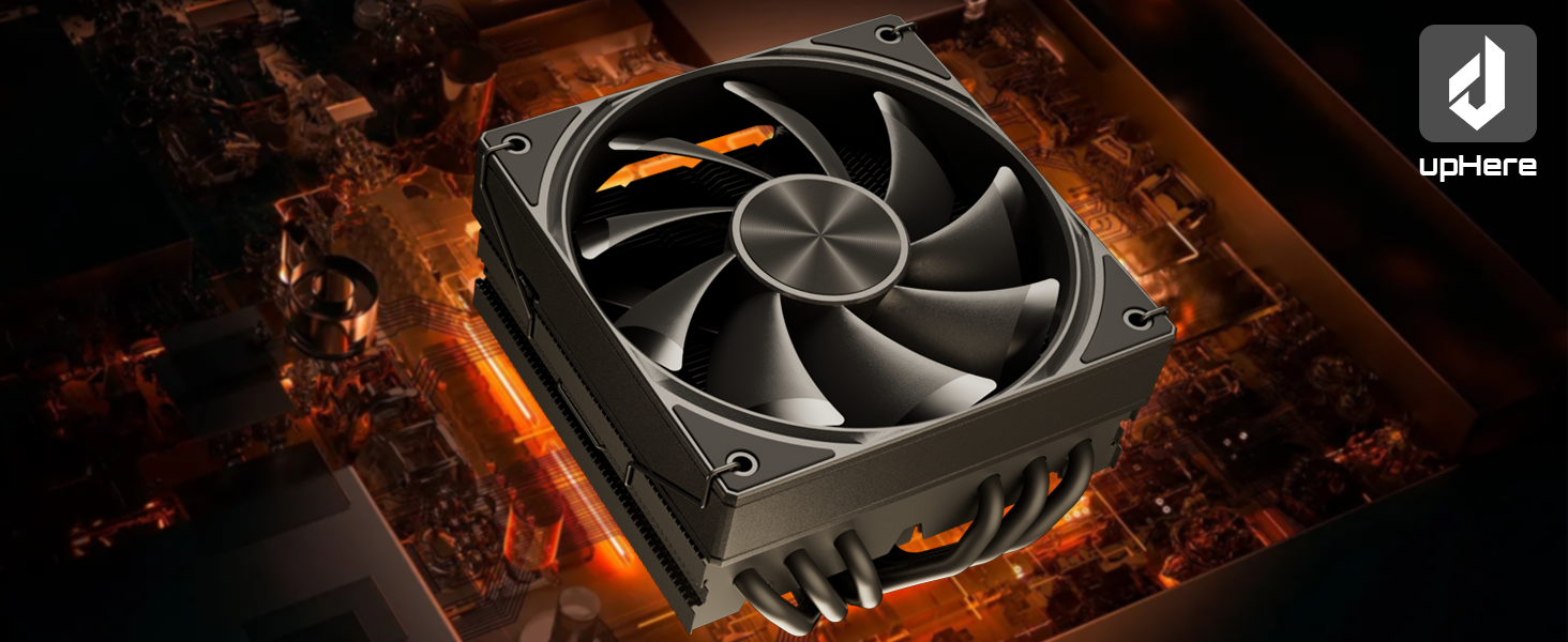 upHere Охолоджувач CPU H85KC6 (чорний): Низькопрофільний кулер з ARGB підсвічуванням для AMD AM4/AM5 та Intel 1700, 85мм висота, 6 heatpipes, 180W TDP