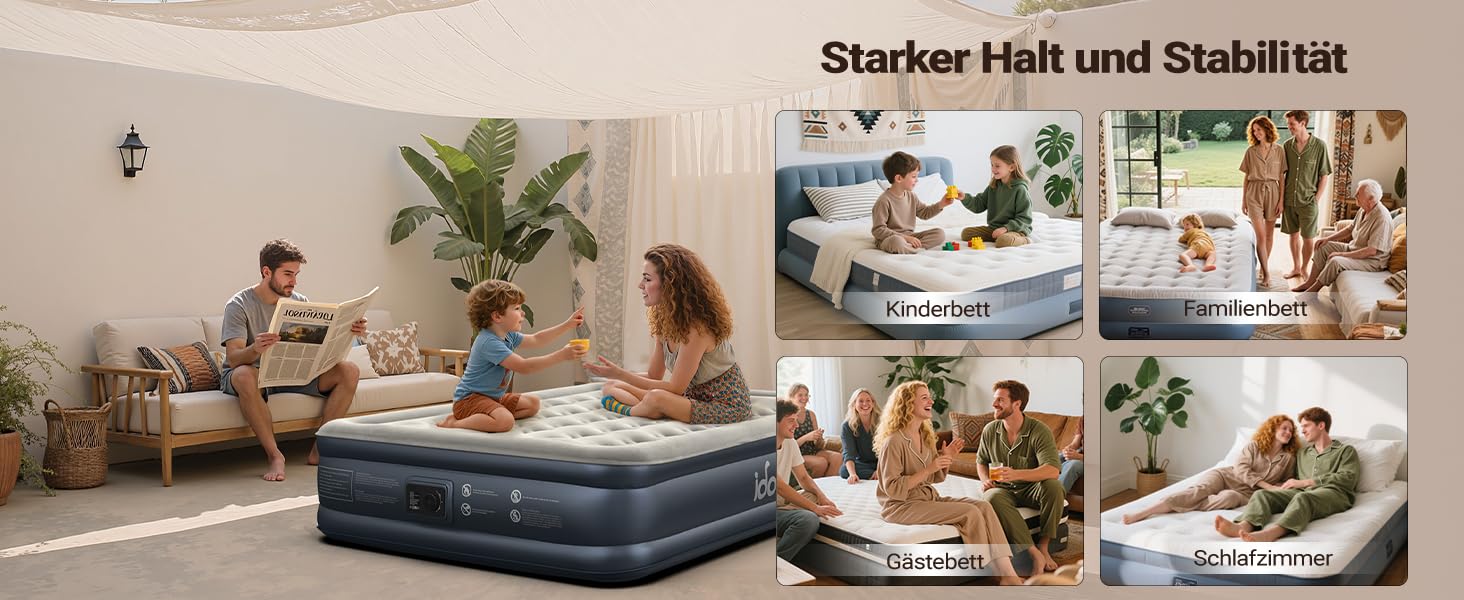 Надувний матрац iDOO для 2 осіб з електричним насосом, 152x203x46 см, 295 кг, для кемпінгу