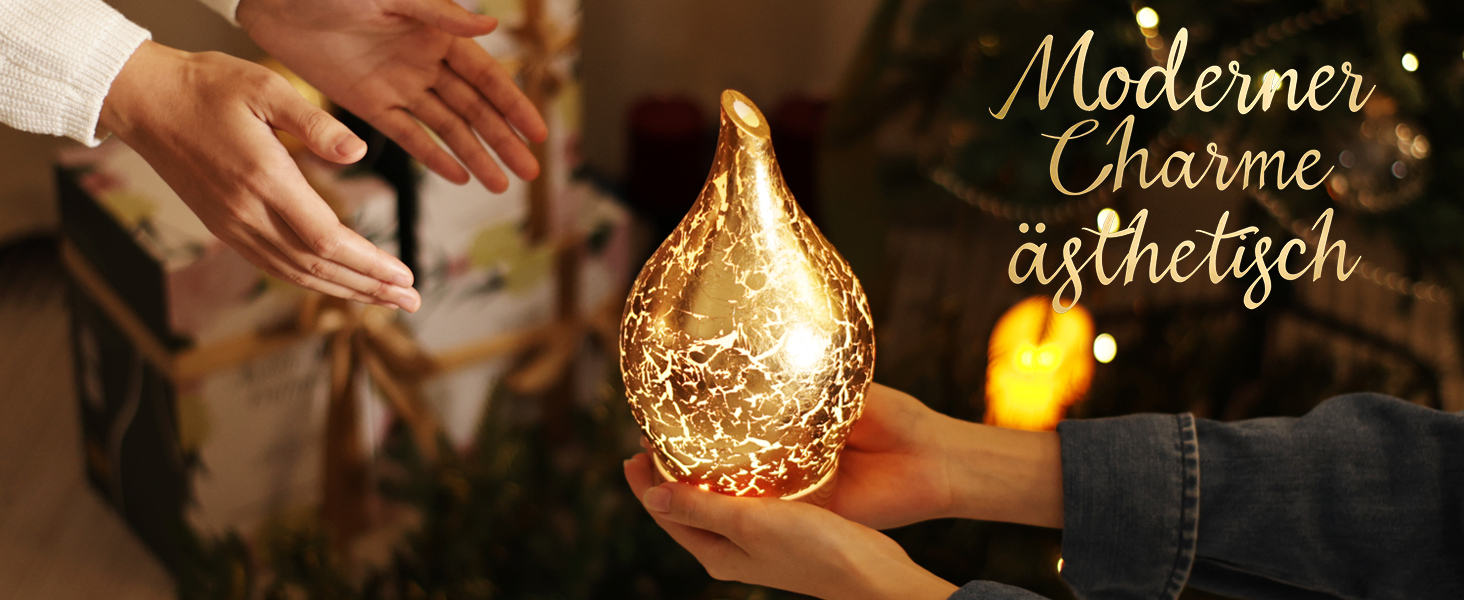 Дифузор ароматної олії Porseme 500 мл, скляний, ультразвуковий, з LED-підсвіткою 7 кольорів, для ефірних олій, тихий, для дому (Rosegold)