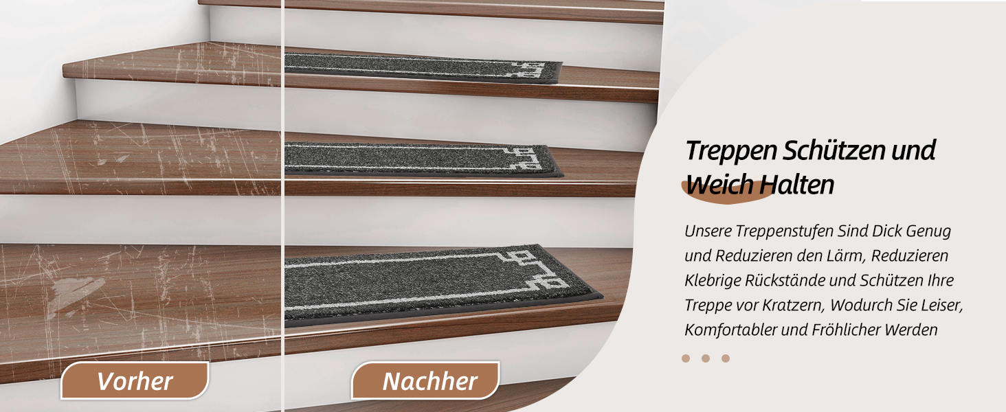 Килимочки на сходи BEQHAUSE, 4 шт., самоклеючі, для дітей, літніх людей та домашніх тварин, 100% поліестер, TPE-підкладка, 22x70 см, темно-сірий