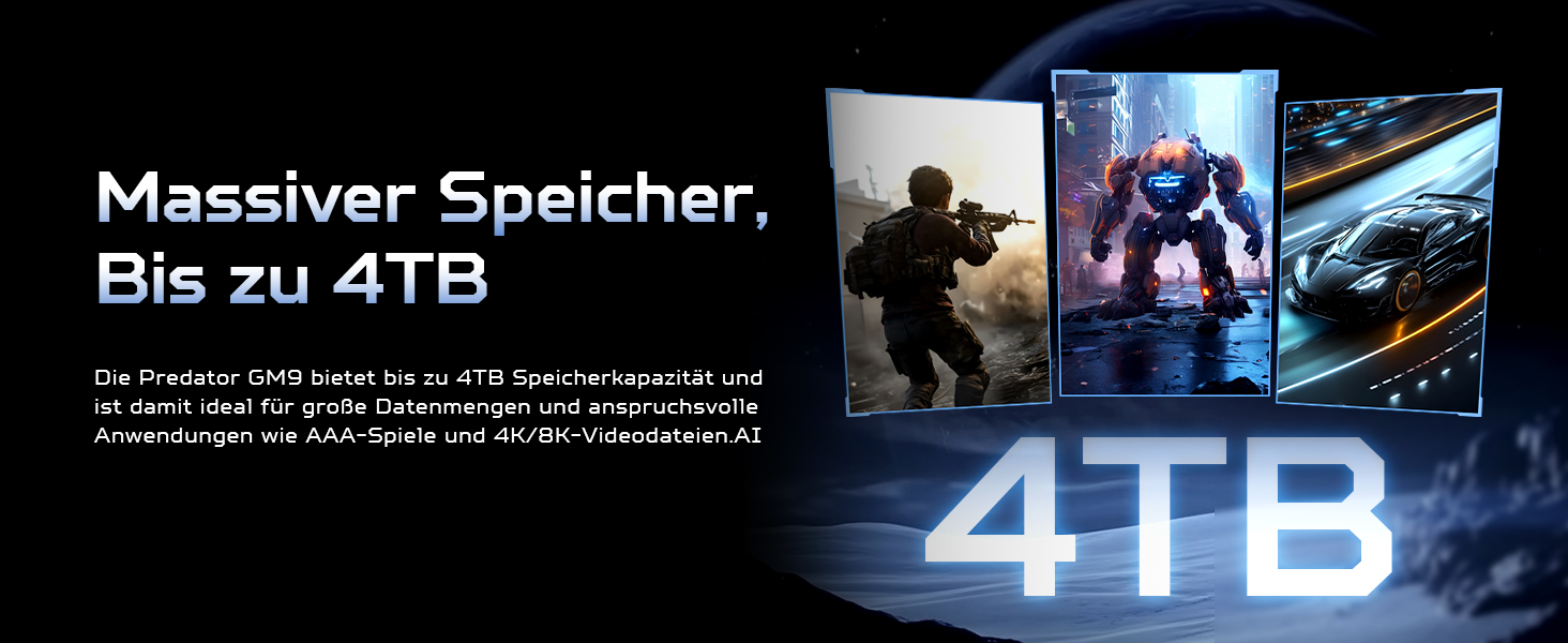 SSD Acer Predator GM7 1TB M.2 NVMe PCIe 4.0 - Швидкість до 7400 МБ/с - TLC NAND Flash - Внутрішній SSD для ПК, ноутбука та PS5