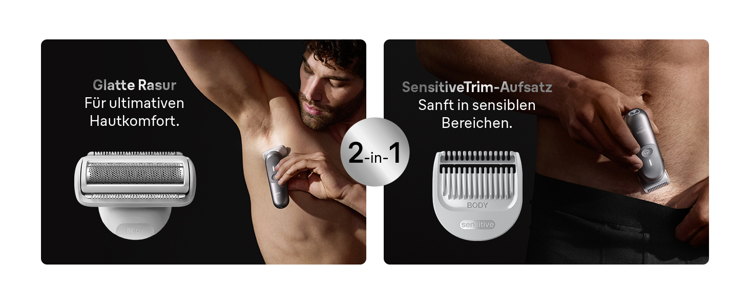 Триммер для тіла Braun Bodygroomer Series 7 BG7555 сірий, акумуляторний, водонепроникний, 8 насадок + кейс