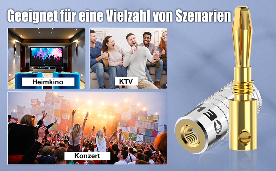 Позолочені бананові роз'єми VCELINK для акустичних кабелів 24K, 0.75-4 мм (12 шт / 6 пар) для підсилювачів, HiFi колонок та AV-ресиверів