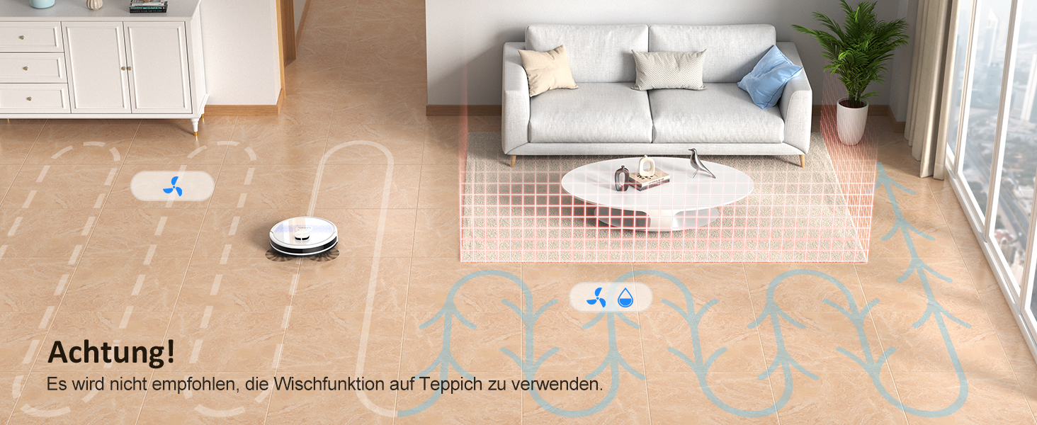 Робот-пилосос Lubluelu SL60D з функцією миття, 4500Pa, лазерна навігація, керування через додаток, для тварин, килимів, твердих підлог, білий