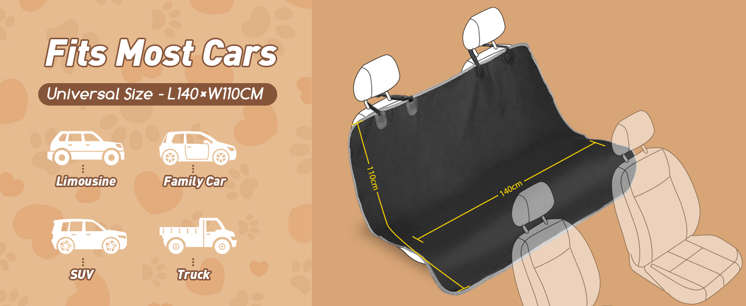 Чохли на сидіння для собак Nobleza, універсальні, чорні, 140x110 см, Oxford, водонепроникні, зносостійкі