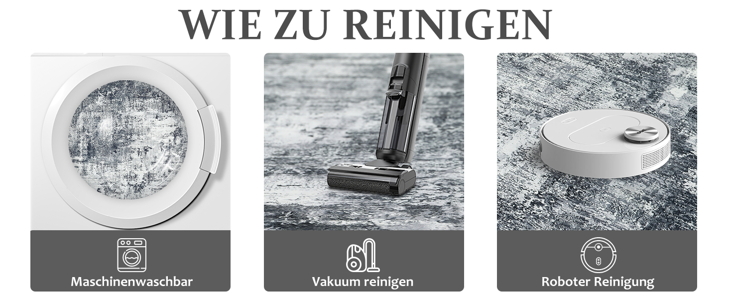 Килим для вітальні та спальні 160x230 см, сірий, короткий ворс, абстрактний, вінтажний дизайн, легко миється, не слизький